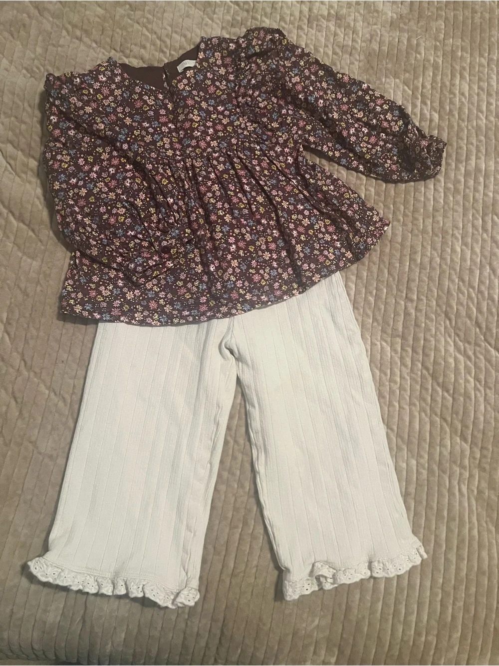 Zara Girls' Purple Floral Long-Sleeve Top & pants
